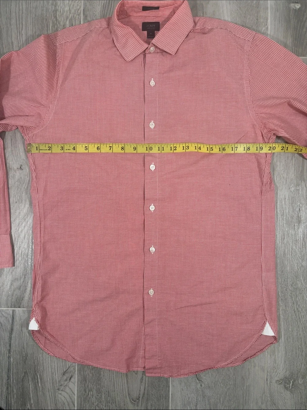 J.Crew Ludlow Slim Dress Shirt M Red Gingham Linen